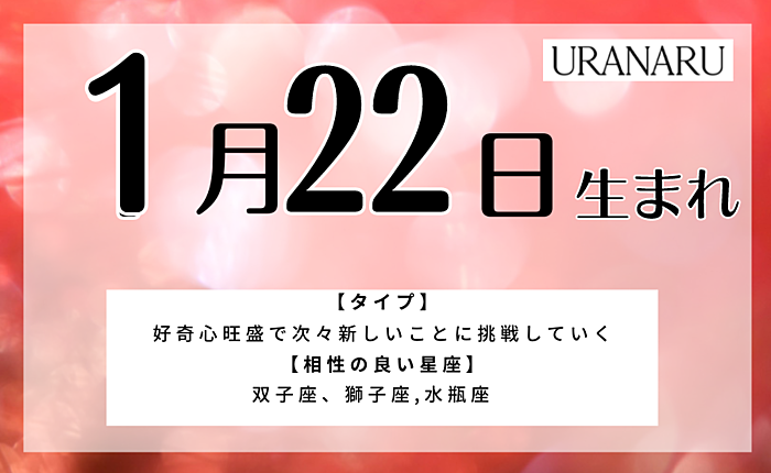 1月22日生まれの人の特徴と性格｜相性の良い/悪い誕生日・星座